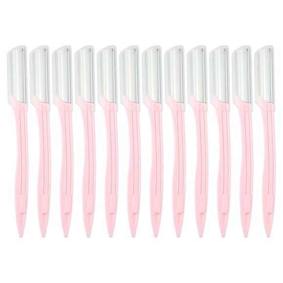 12 Pieces Eyebrow Facial Razor Eyebrow Trimmer Tool with Cover Pink - Picture 1 of 7